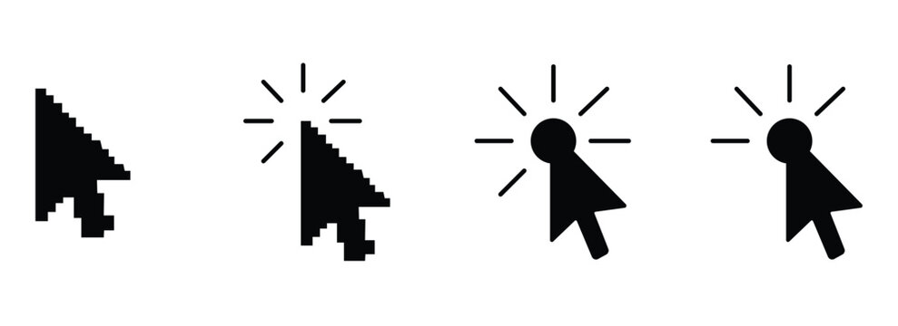 Mouse Cursor Click Icon Set Vector Pixel and Smooth Pointer Vector Illustration
