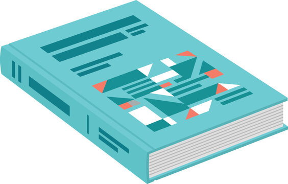 Isometric book cover design with abstract geometric pattern vector illustration isolated on white background for publication