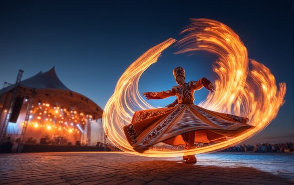 Cossack Dancer Performing Traditional Russian Hopak at Cultural Festival