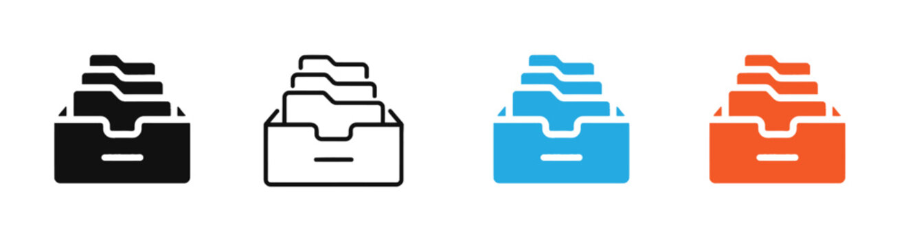 Ffile folder icons with multiple tabs on white background for organization and document concepts vector illustration .