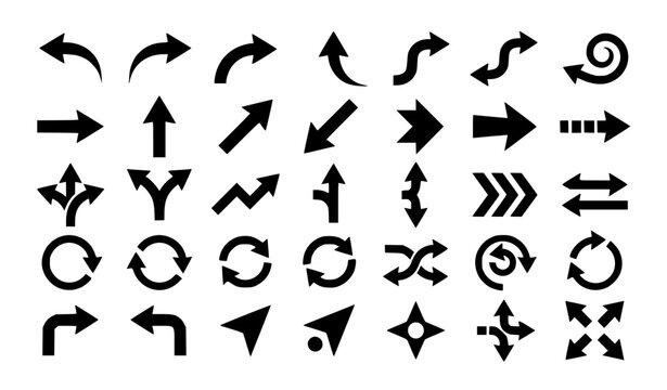 Black Arrow Symbols Collection Curved Directional Vector Icons