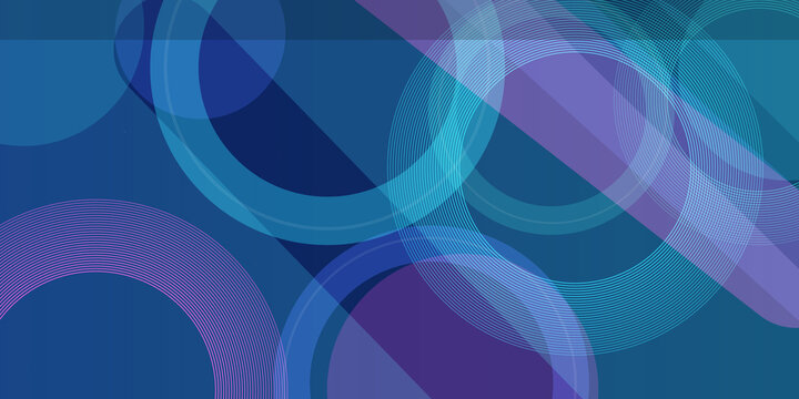 Abstract geometric composition with intersecting rings and soft blue and violet color palette for modern digital art background.