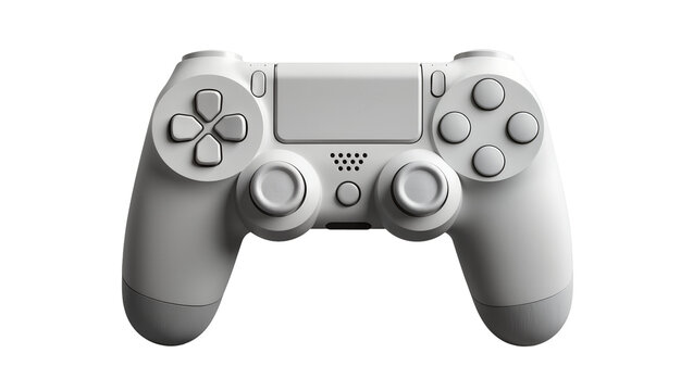White video game controller with textured grips, isolated on transparent background