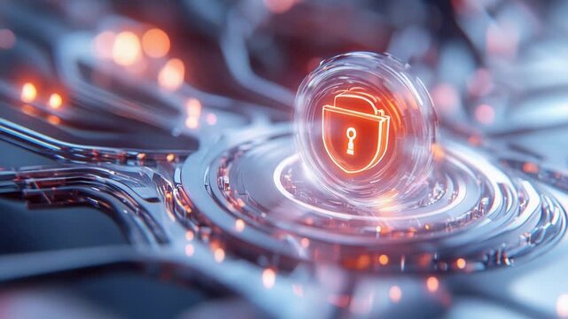 Futuristic cybersecurity network: digital shield abstract concept art