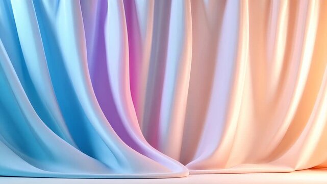 Colorful draped fabric: elegant waves in soothing pastel colors for modern interior design