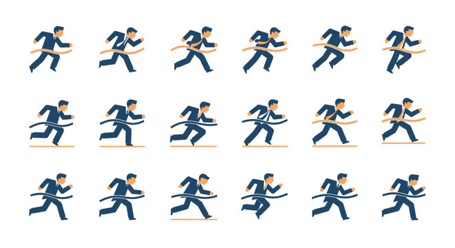 Businessman running with briefcase fast.