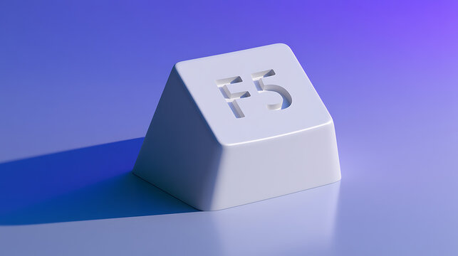 Minimalist White F5 Keyboard Key with Blue and Purple Gradient Background Refresh Concept for Modern Technology and Computing