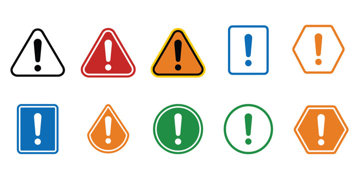 Warning icon symbols for safety alerts and notifications
