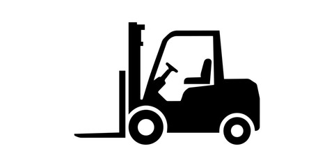 Naklejka premium Forklift Black silhouette icon white background