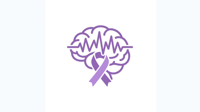 Brain health awareness, epilepsy symbol, mental health concept