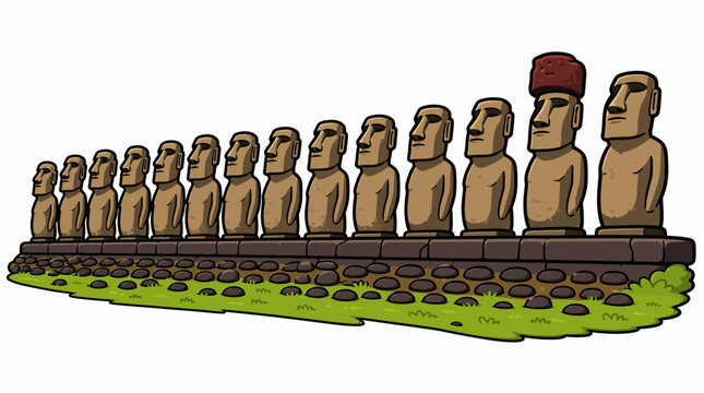 Moai statues on Easter Island monument.