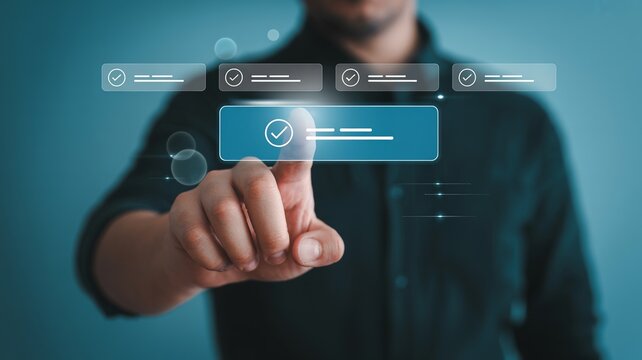 Slider Control Icons With Checkmarks Blurred Human Interaction