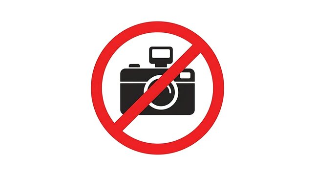 No photography allowed symbol with camera icon