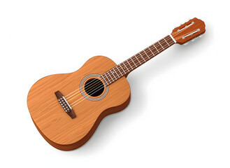 Naklejka premium Acoustic wooden guitar with six strings, a classic instrument for music lovers, perfect for learning and performing