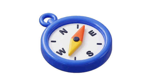 Vector illustration of 3d illustration of a blue compass on a transparent background
