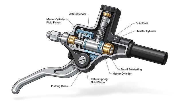 Master cylinder brake system diagram with labeled components