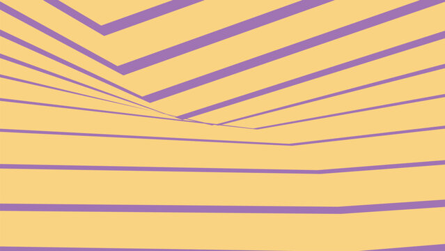 Abstract perspective background with converging yellow and purple lines, creating an illusion of depth and movement, modern art.