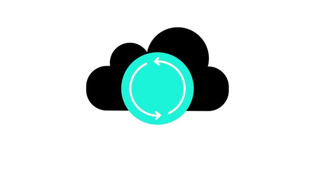 Cloud backup sync data transfer animation cloud computing synchronization
