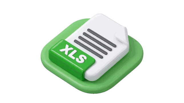 Vector illustration of 3d icon of an excel spreadsheet file format on a transparent background