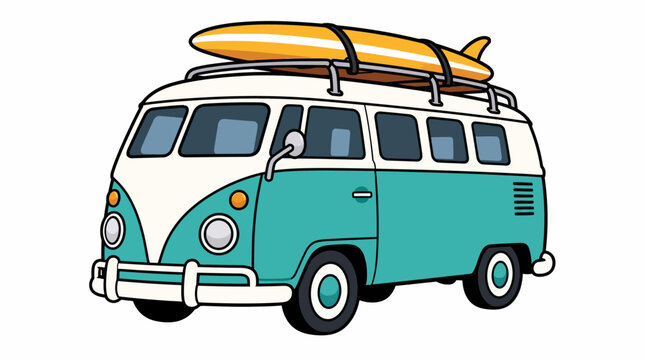 Vintage Teal and White Volkswagen Van.