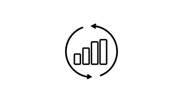 Business data analysis graph with circular arrows indicating growth and improvement chart