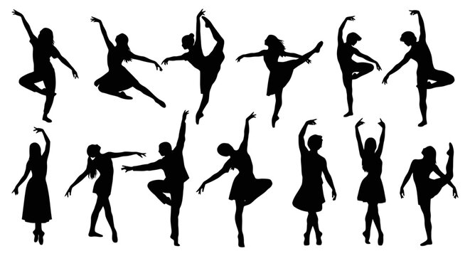 Dynamic Silhouettes of Dancers in Various Artistic Poses.