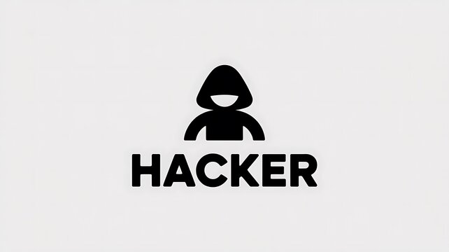 Hacker logo, cyber security icon, hooded figure symbol, black silhouette