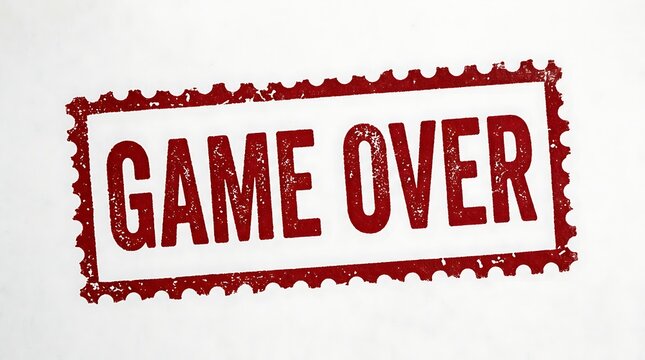 Vintage-style game over stamp with glittery red text