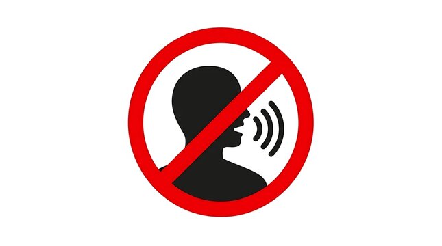 Prohibition symbol for no talking or silence requested