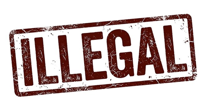 Vintage illegal stamp with distressed textured appearance