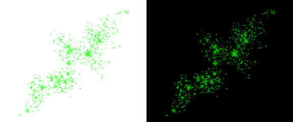 Neon green particle spray on black and white background, glowing stardust effect, abstract magic glitter dust, vibrant cosmic nebula splash © AMS Studio