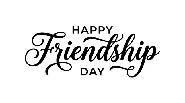 Happy Friendship Day vector typographic design. Handwritten modern text calligraphy. Inspirational lettering about friendship. Greeting card, poster, tee shirt print, the happy holiday of amity