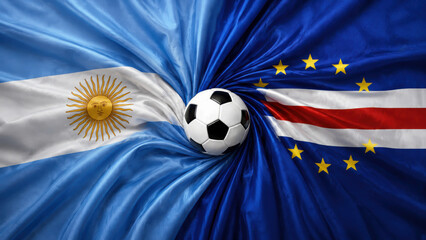 Naklejka premium Argentina verses Capo Verde. International soccer match with country flags