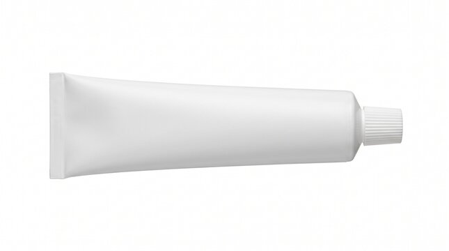 Blank white cosmetic tube for cream, gel, or toothpaste isolated on white background