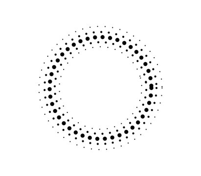 Black dots forming a circle on a white background for graphic design and digital art