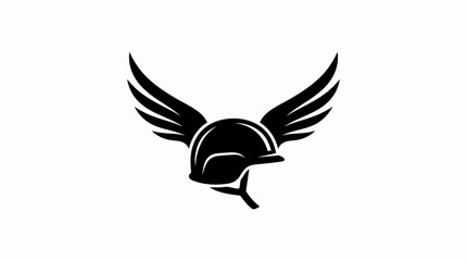 Fototapeta premium Airborne military helmet with upward sweeping wings logo, tactical flight gear vector icon