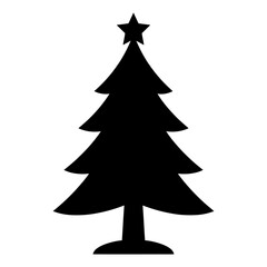Fototapeta premium Black Silhouette Of A Christmas Tree On A White Background