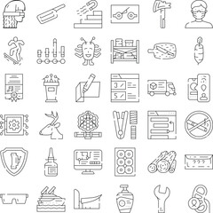 Fototapeta premium Collection of clean line icons showing technology, logistics, healthcare, nature and human activities for web and app interfaces, ui design, business, education and industry use