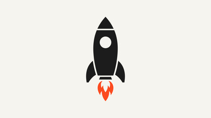 Minimalist rocket icon featuring a sleek spacecraft with a pointed nose cone. © MOCHRABBUL