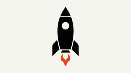 Minimalist rocket icon featuring a sleek spacecraft with a pointed nose cone. © MOCHRABBUL
