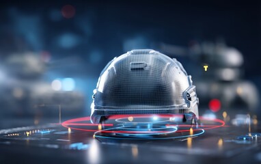 Fototapeta premium Futuristic Military Helmet with Digital Elements for Ballistic Protection