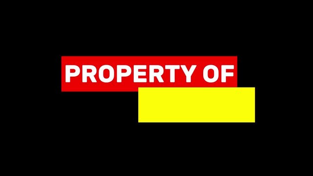 Animated "Property Of" Callout Title with Blank Frame. Looping Minimalist Overlay on Alpha Channel.