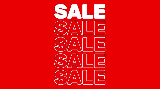 Animated red marketing background with flashing sale typography for retail promotions and commercial discount seasonal events