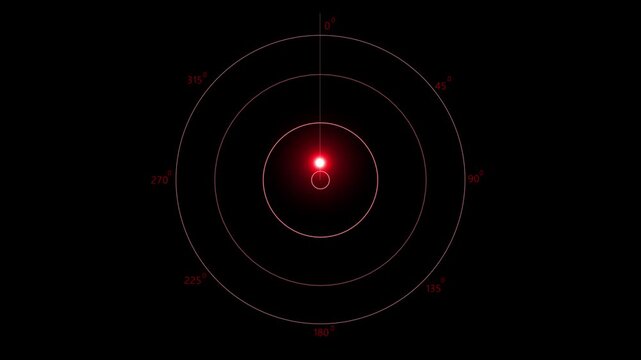 Air defense radar screen. Animation of military radar system detects danger and eliminates it. Shooting down enemy missile, plane or drone. red symbol means danger signal, danger ahead 4k video,