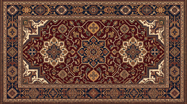 Armenian Carpet Inspired Seamless Ethnic Textile Pattern