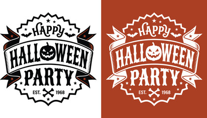 Happy halloween day witch hat typography spooky lettering for october 31st celebrations designs © MD