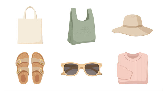 The casual Fashion accessories on white background.