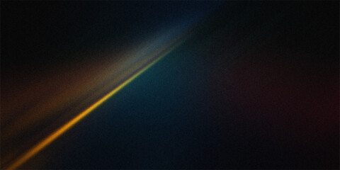 Cosmic light streak across dark void depicting abstract energy movement with grainy texture in vibrant orange and blue gradient. © md