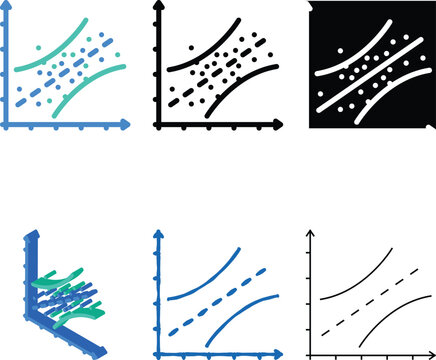 linear regression color variations icon vector. linear regression sign. isolated symbol illustration