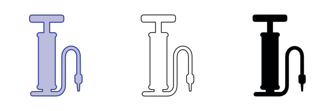 Manual air pump with flexible hose and nozzle for inflation tasks